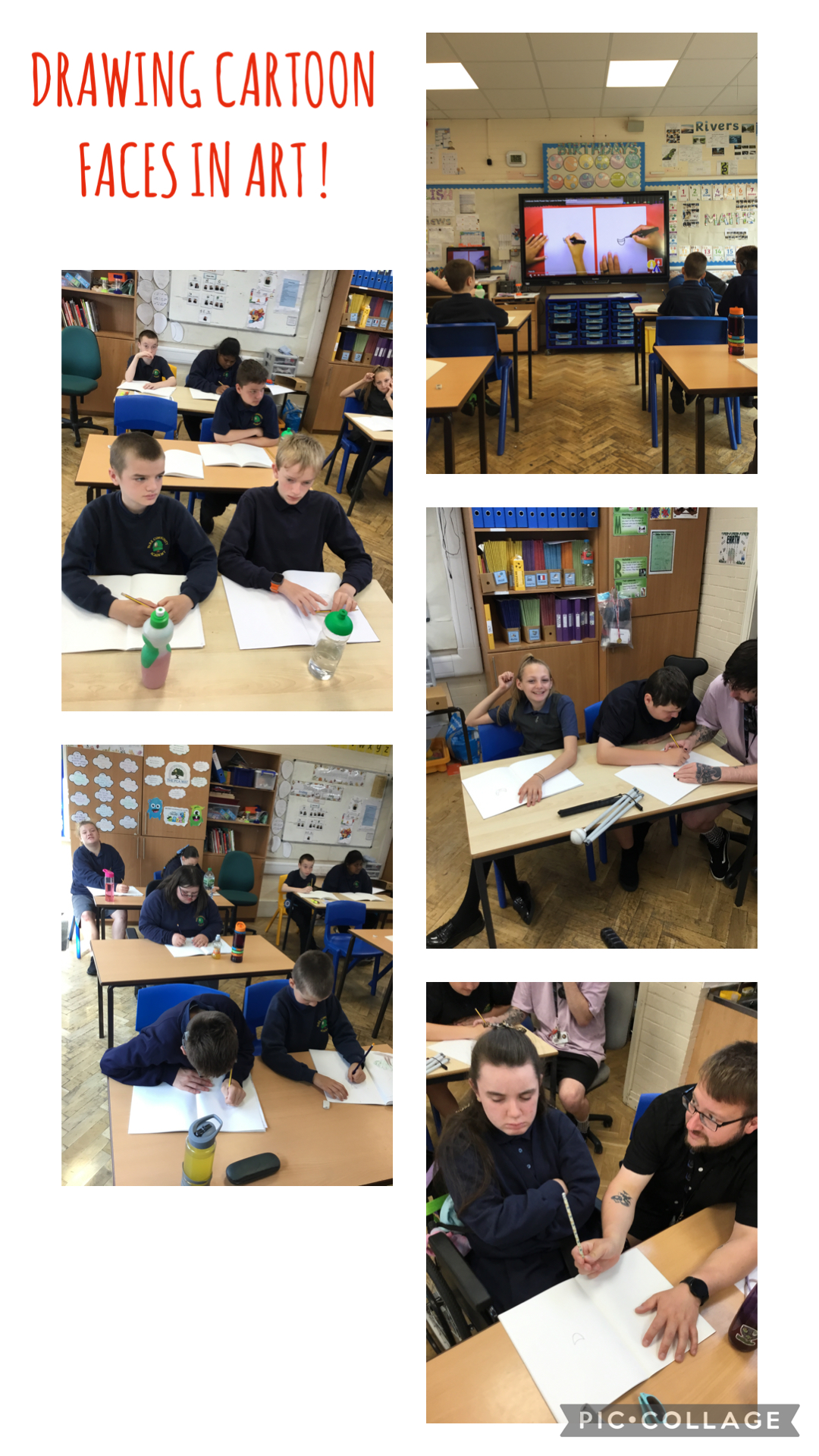 Image of Drawing cartoon faces during Art ! 
