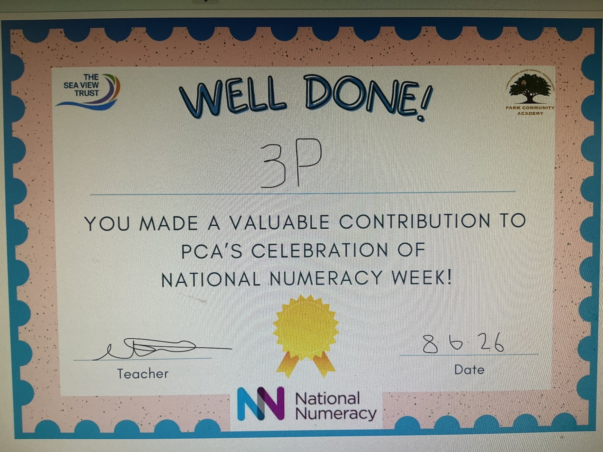 Image of A certificate for our effort