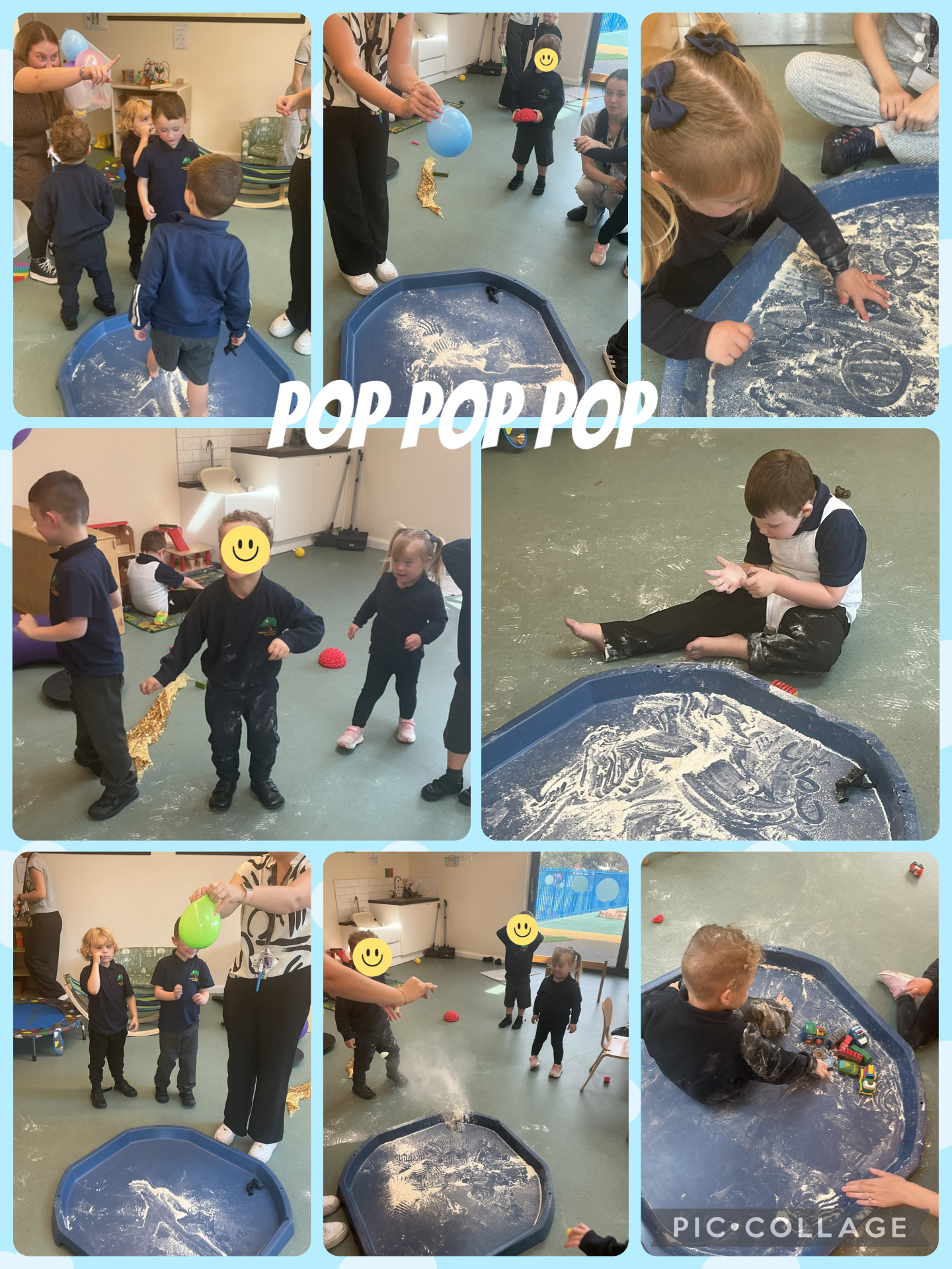 For our RISE session this afternoon we watched balloons go ‘pop pop pop’ and laughed when the flour dropped onto the tuff tray. We then used our fingers to mark make in the flour.