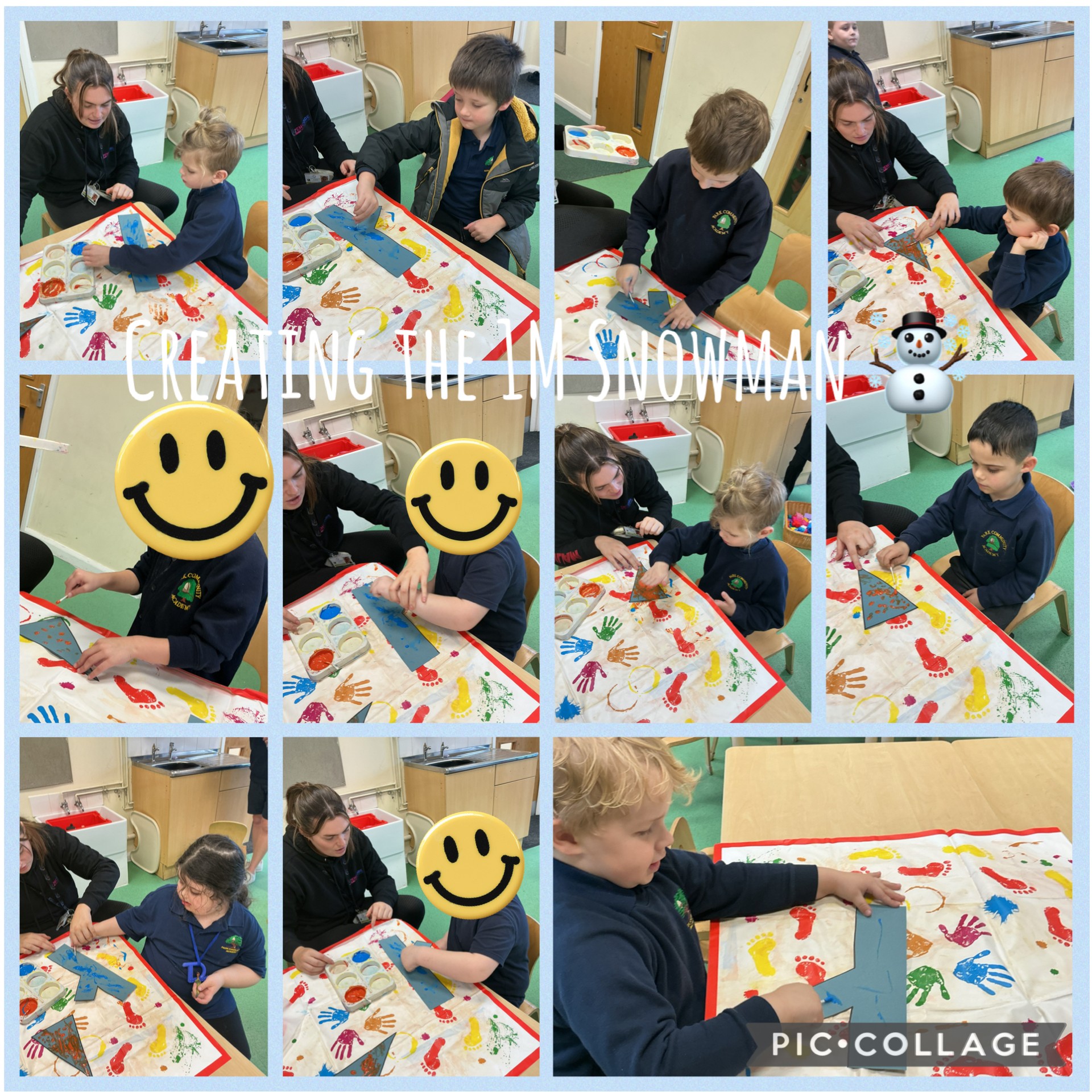 Image of Crafting the class snowman 