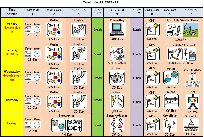 Image of Our Class Timetable