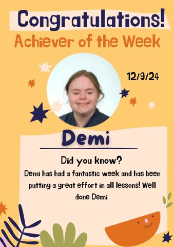 Image of Achiever of the week