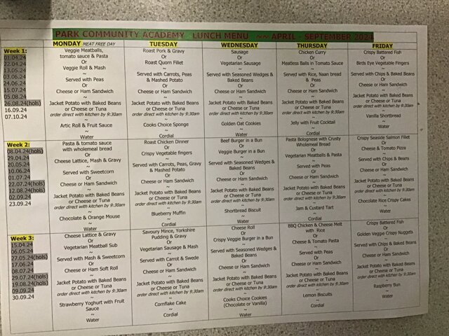 Image of Our Dinner Menu