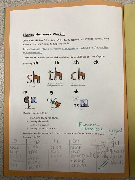 Image of Phonics homework