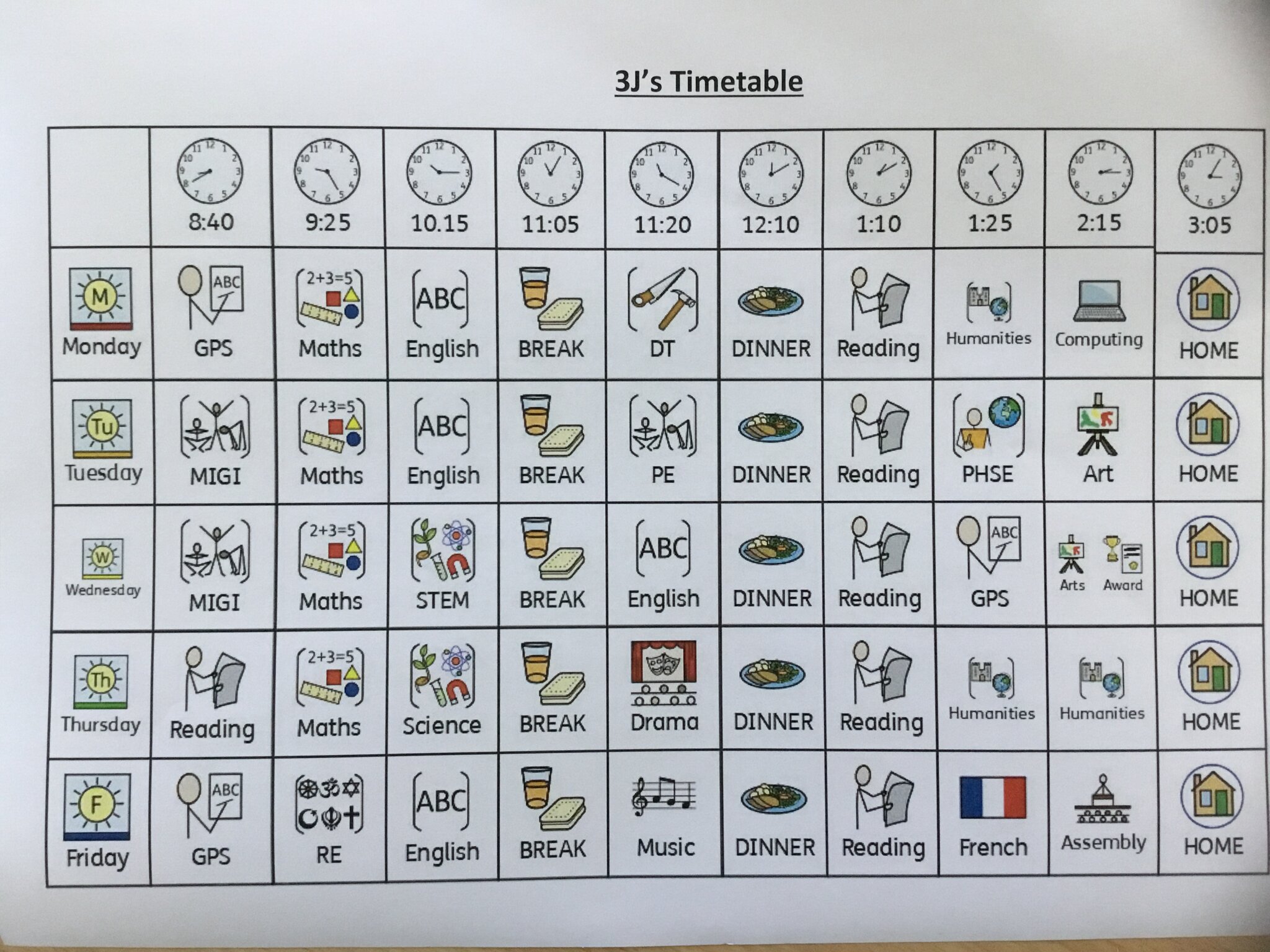 Image of Our Timetable