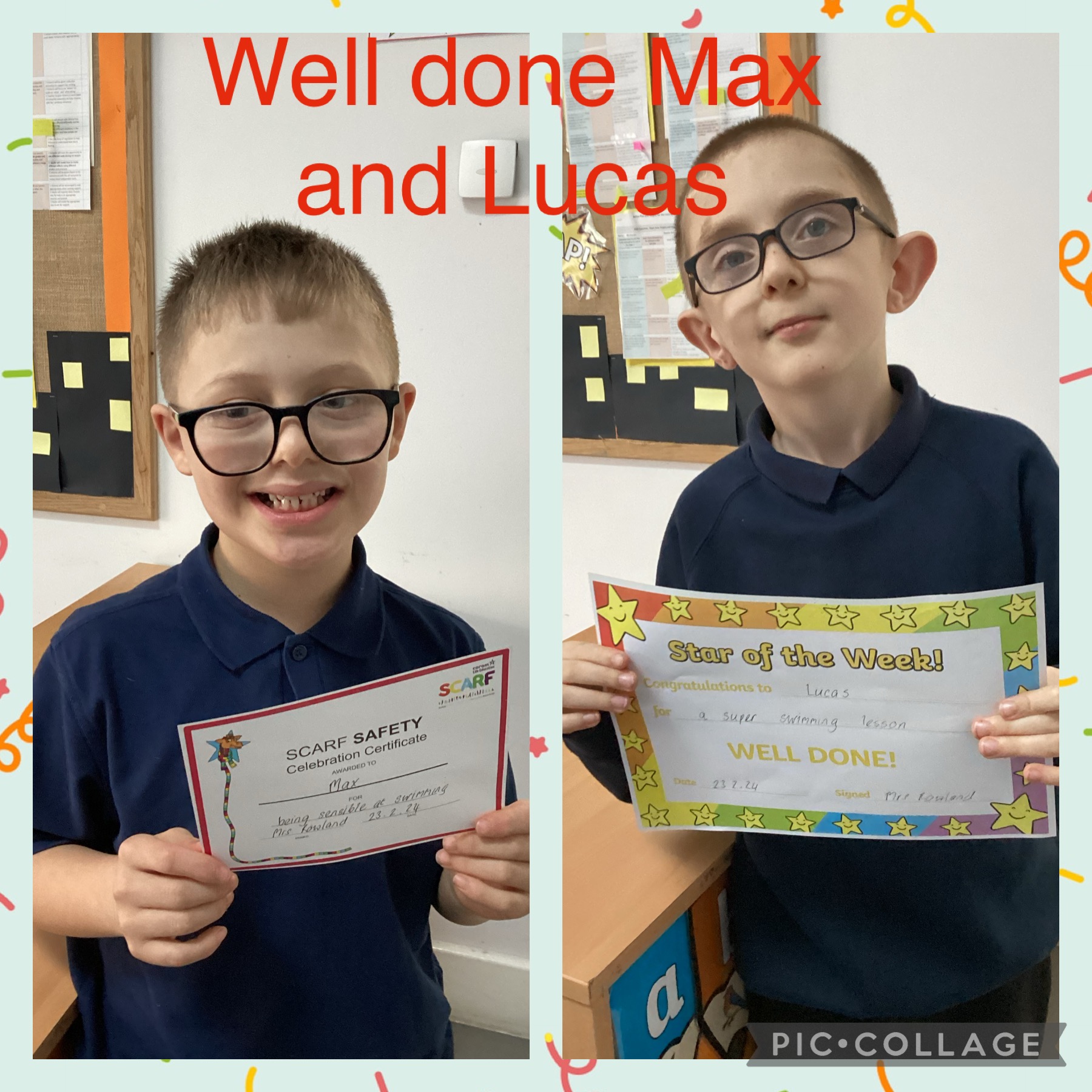 Image of Our Star of the week and SCARF winners