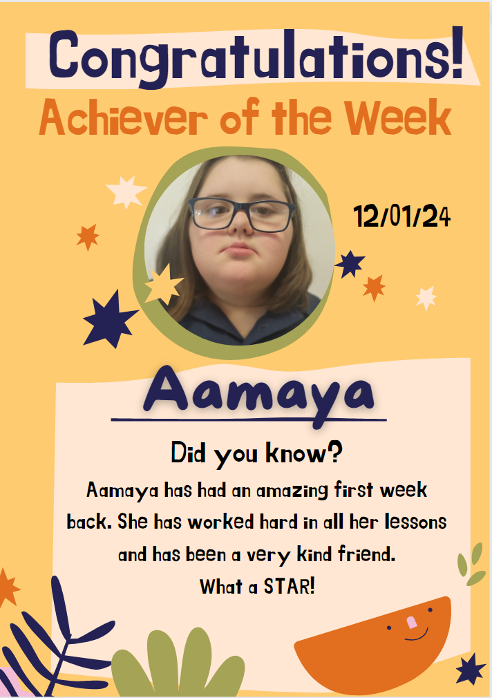 Image of Achiever of the Week!