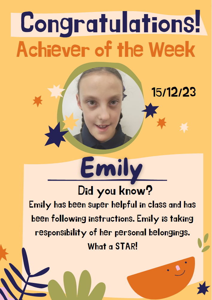 Image of Achiever of the Week!