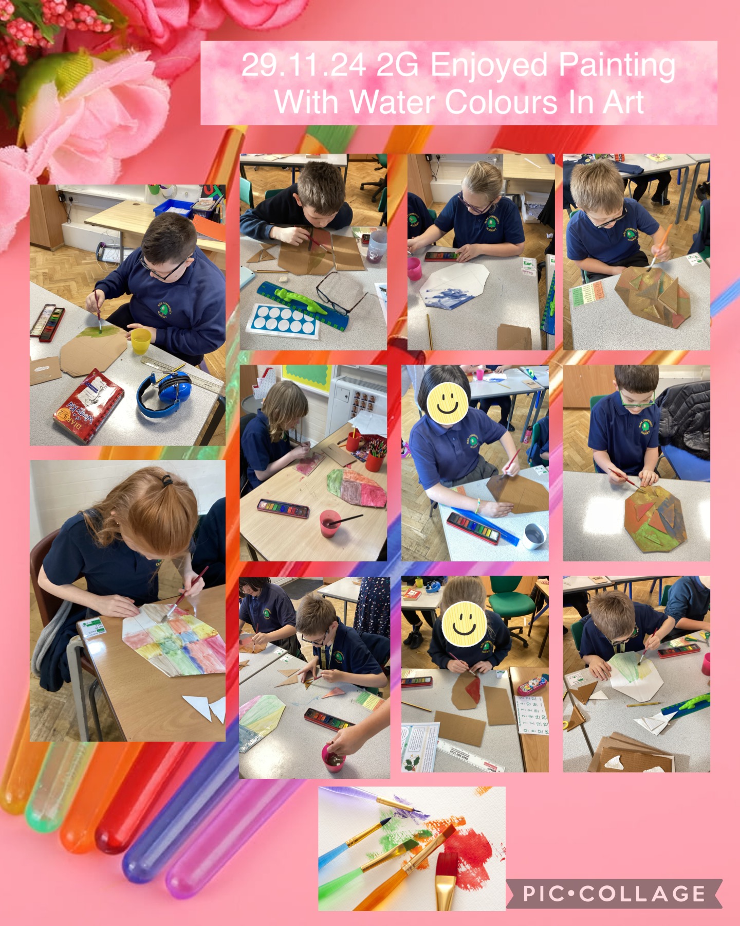 Image of 2G Enjoyed painting with water colours in Art today 