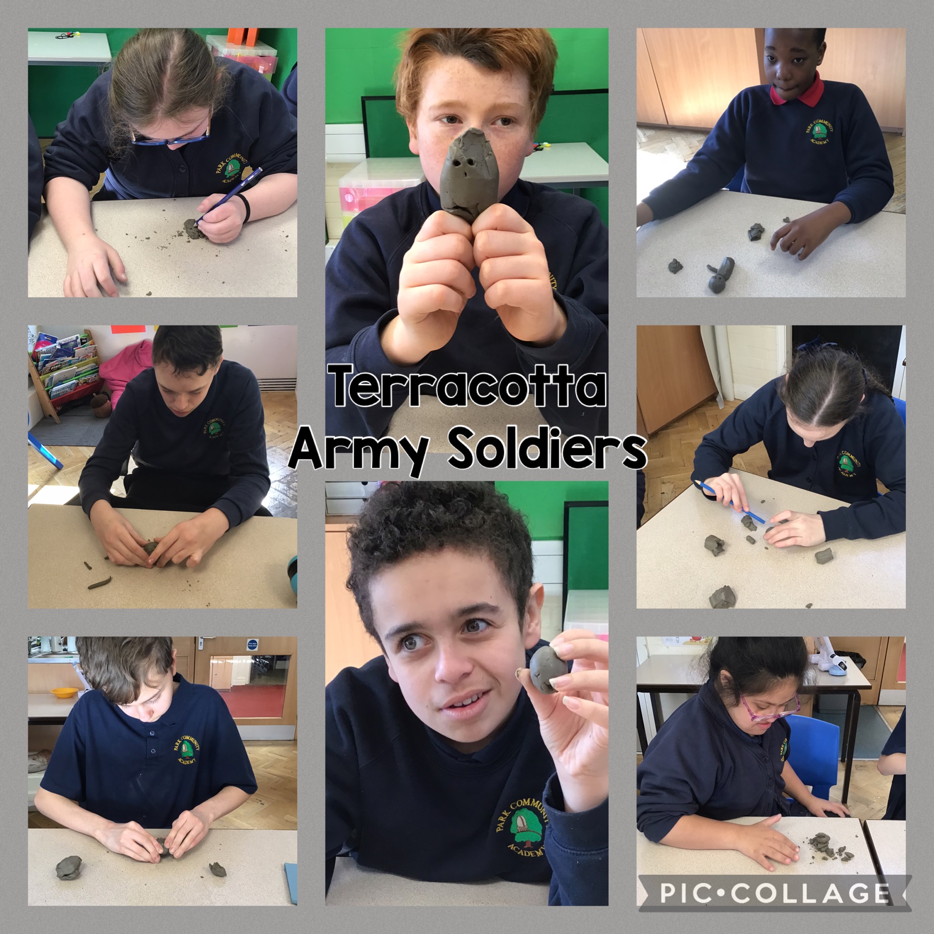 Image of Making clay soliders  