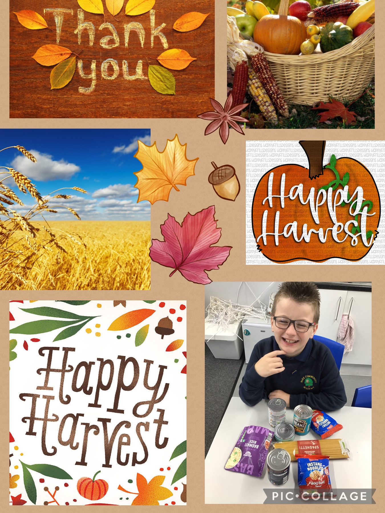 Image of Thank you Lucas and your family for the harvest festival donations