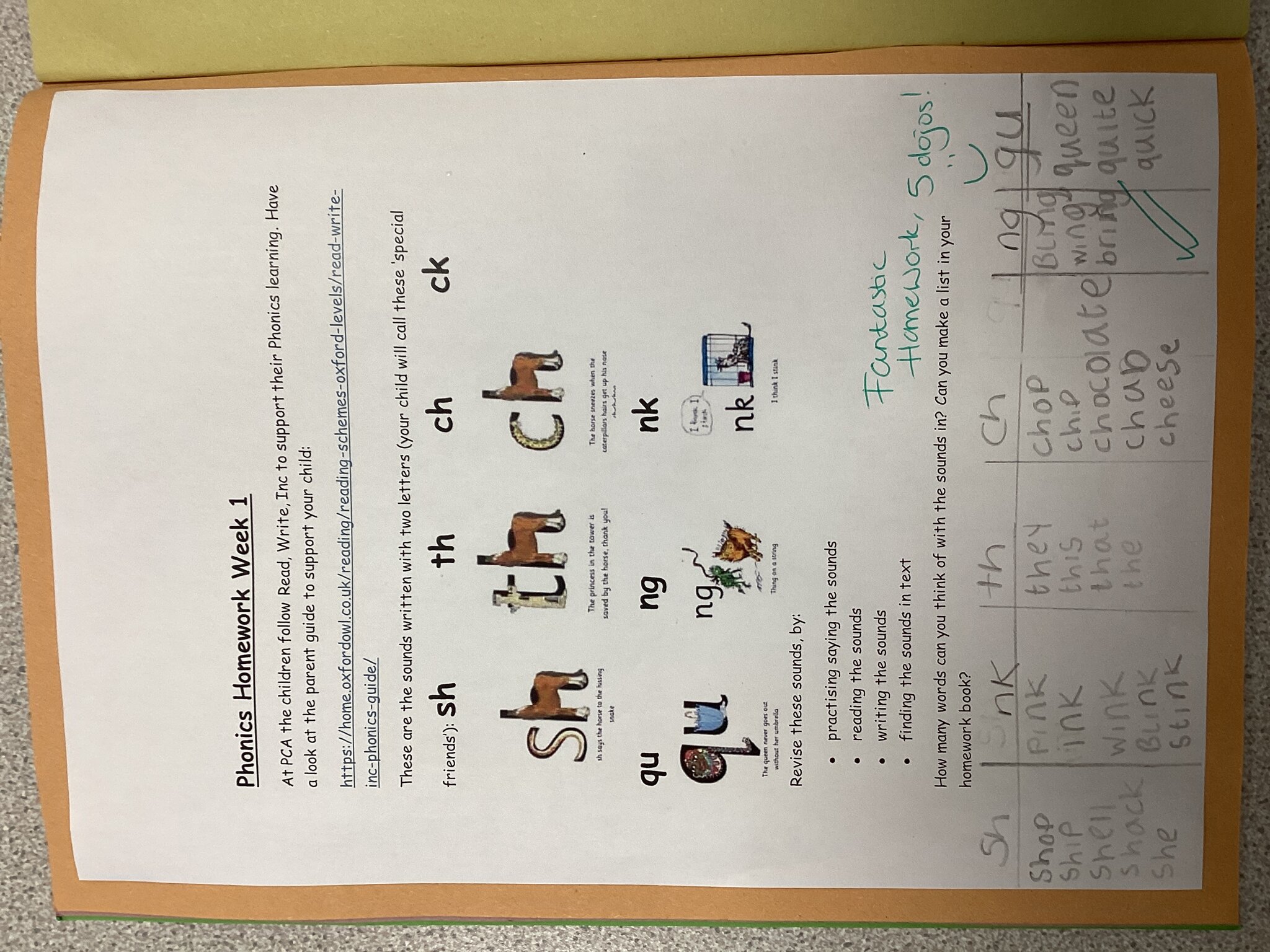 Image of Phonics homework