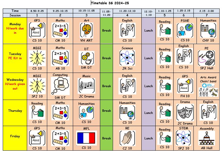 Image of Class timetable