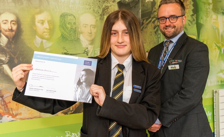 Image of Year 9 pupil selected as Anne Frank Trust ambassador
