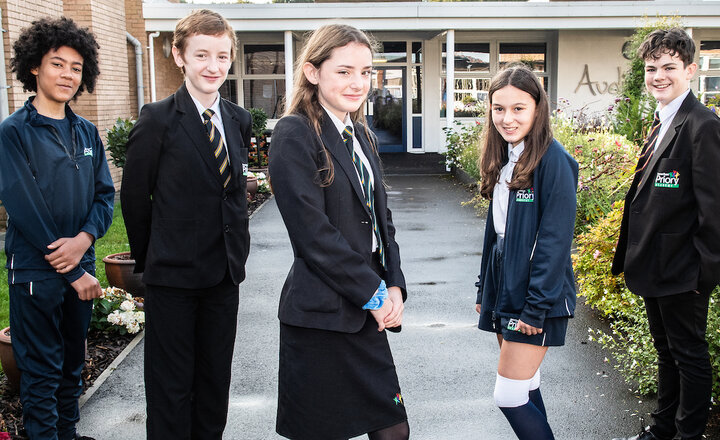 Image of Year 7 & 8 pupils leading the way at Priory
