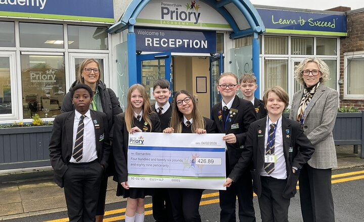 Image of Year 8 Fundraisers Present Cheque to Barnardo’s