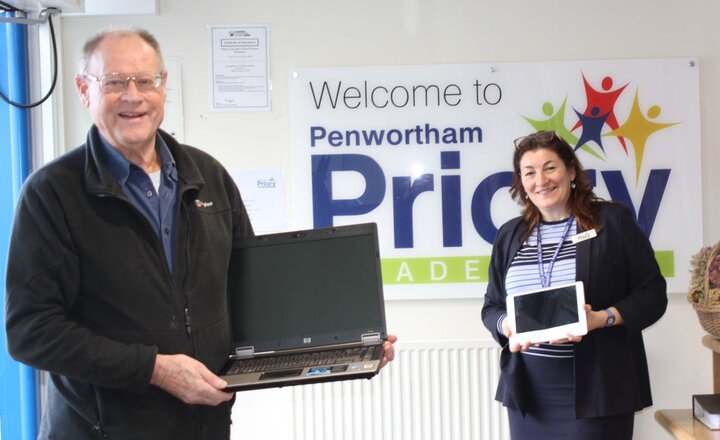 Image of IT devices donated to Priory families