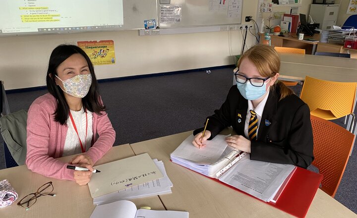 Image of Year 11 pupil learns  Japanese