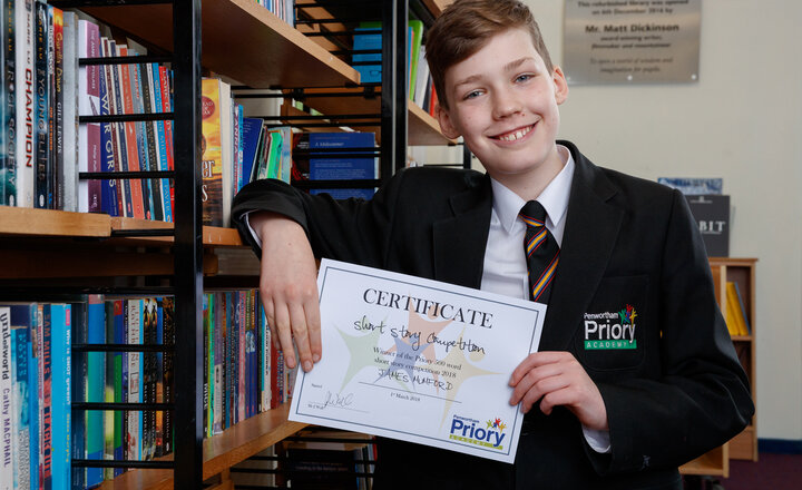 Image of James has the write words for story competition