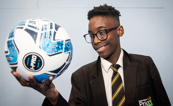 Image of Year 7 pupil on target for football success