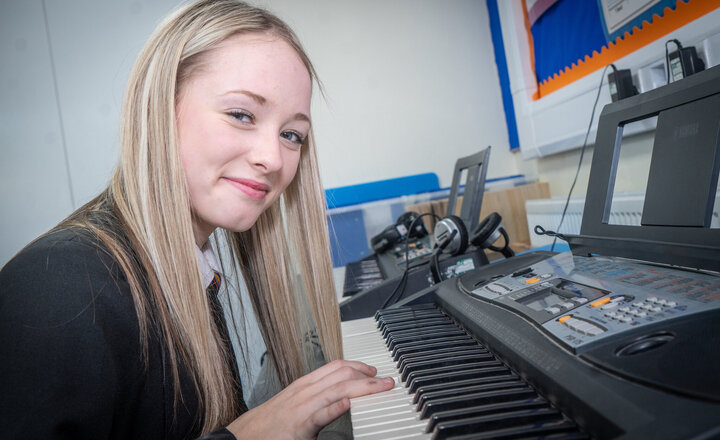 Image of Year 9 pupil inspired by friend to self-teach music