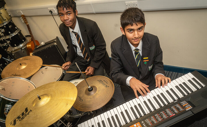 Image of Year 9 pupils are drumming up musical entertainment