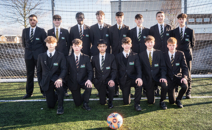 Image of Year 11 football team on target for the cup