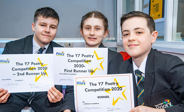 Image of Year 7 poetry competition winners