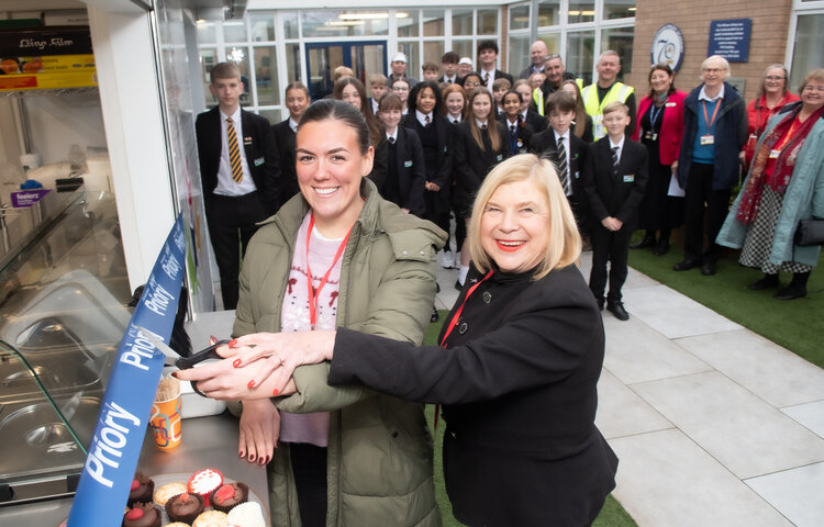 Image of Priory's new food service outlet is officially opened by former teacher