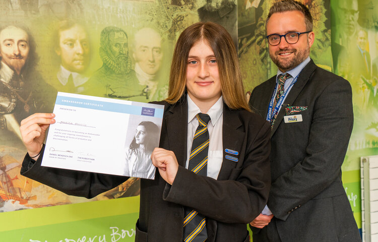 Image of Year 9 pupil selected as Anne Frank Trust ambassador