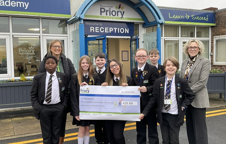 Image of Year 8 Fundraisers Present Cheque to Barnardo’s