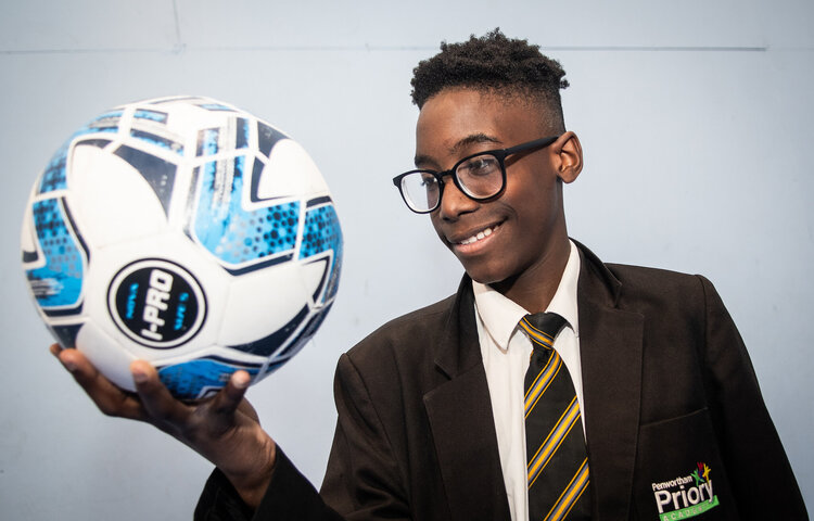 Image of Year 7 pupil on target for football success