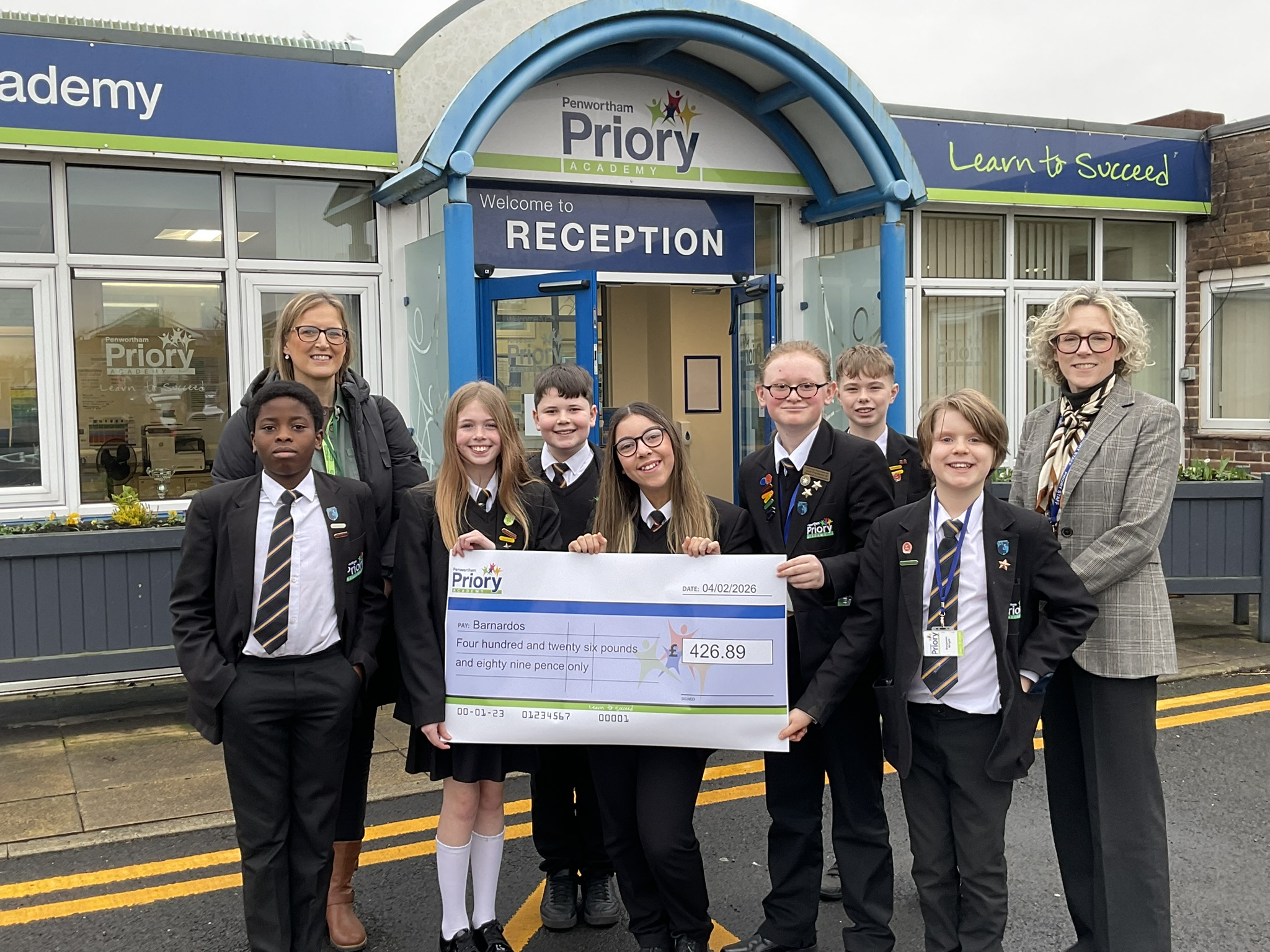 Image of Year 8 Fundraisers Present Cheque to Barnardo’s