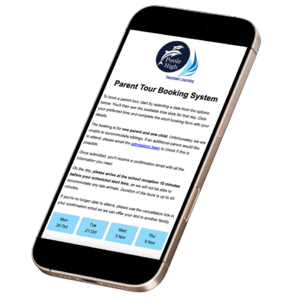 Screenshot of the Poole High Parent Tours application on a smartphone.