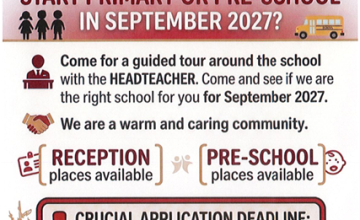 Image of School Tour for Reception & Pre School Intake Sept 2027