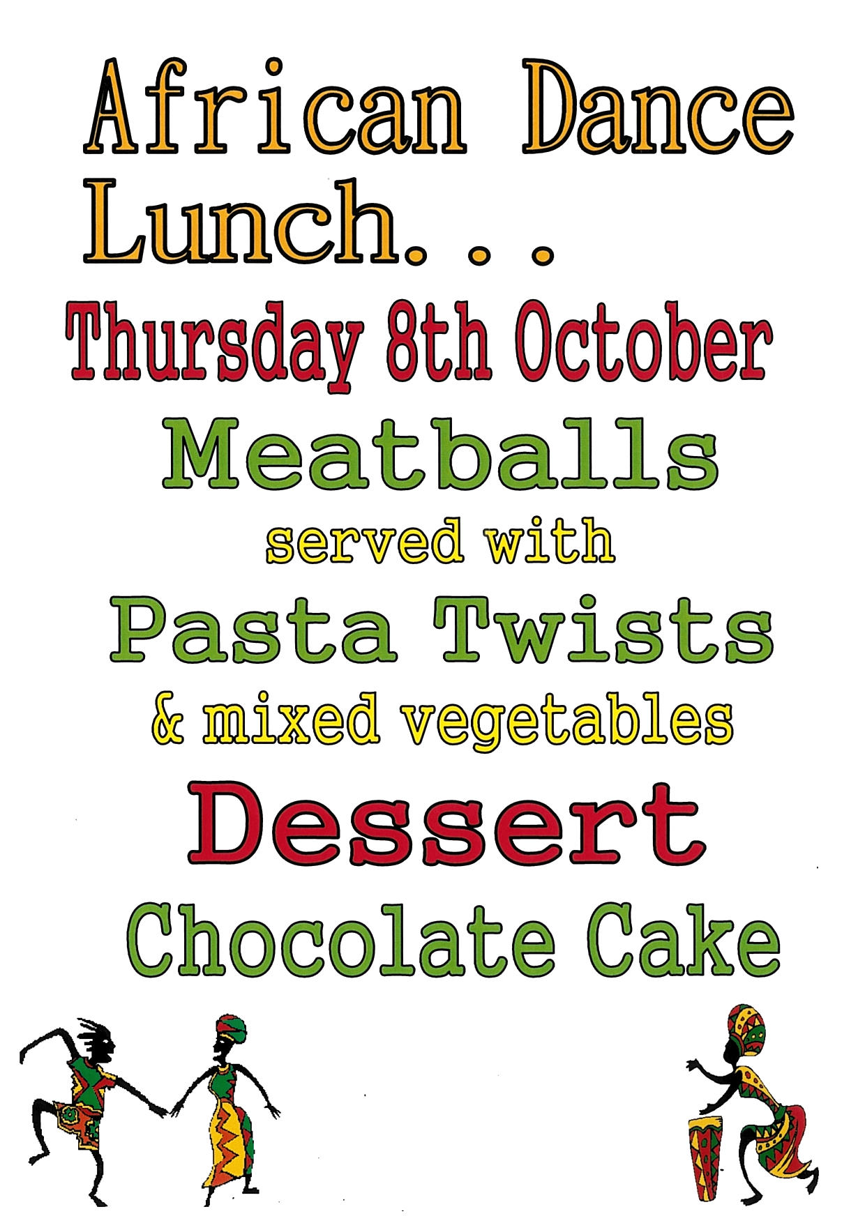 Image of African Dance Workshop Lunch Menu