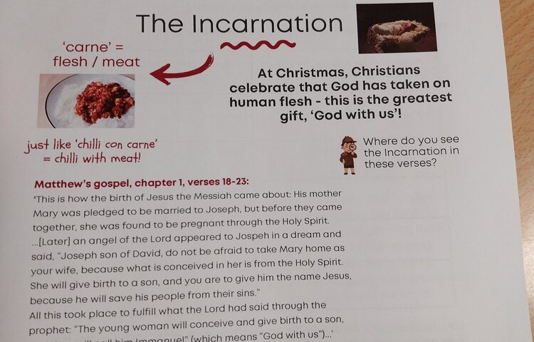 Image of RE lesson- Incarnation