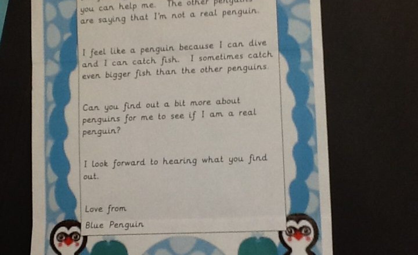 Image of A letter from The Blue Penguin