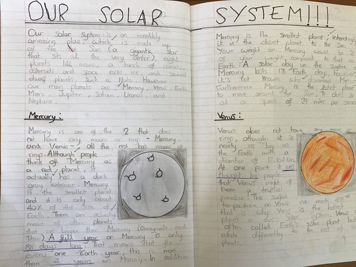 solar system writing assignment