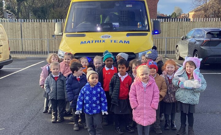 Sacred Heart Early Year children start their new topic with a visit from the police
