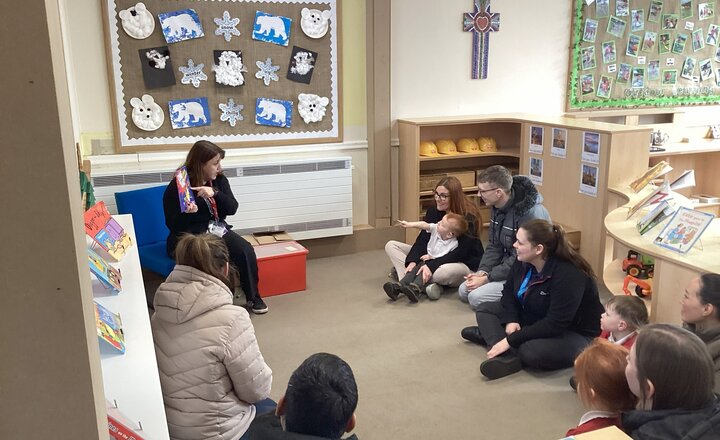 Pam Readman at Sacred Heart's Stay and Play session