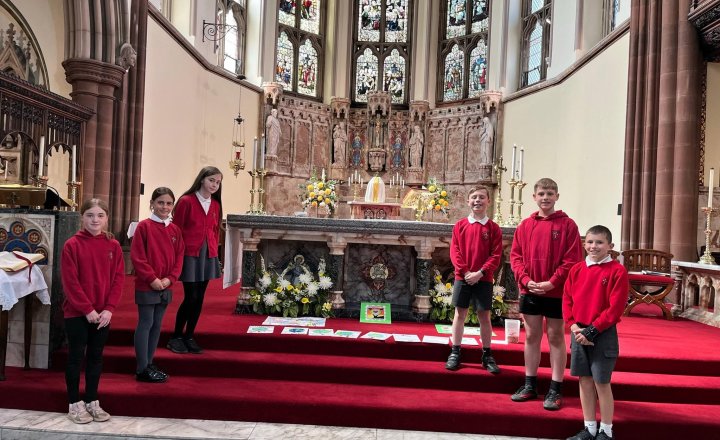 A group of Sacred Heart pupils, attend the Good Shepherd Mass