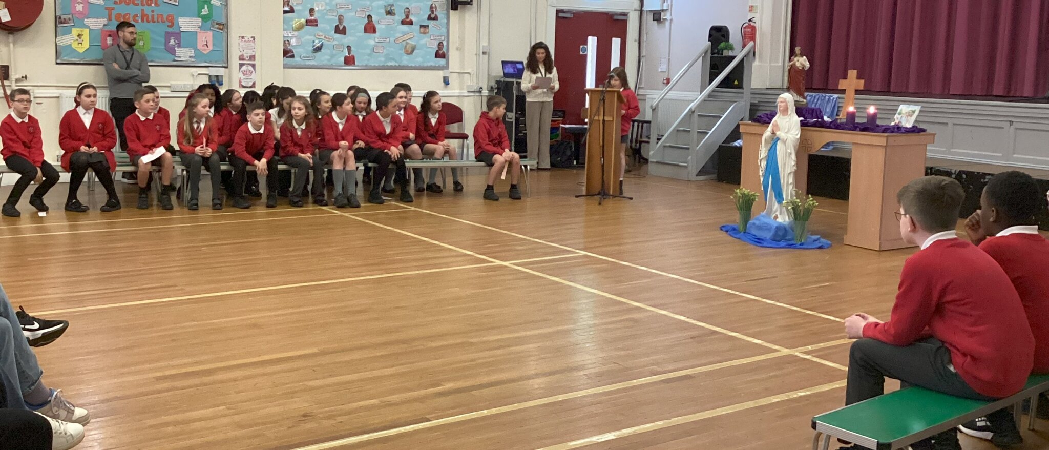 Year 6 students leading the Mother's Day Liturgy to parents, grandparents, carers and more!