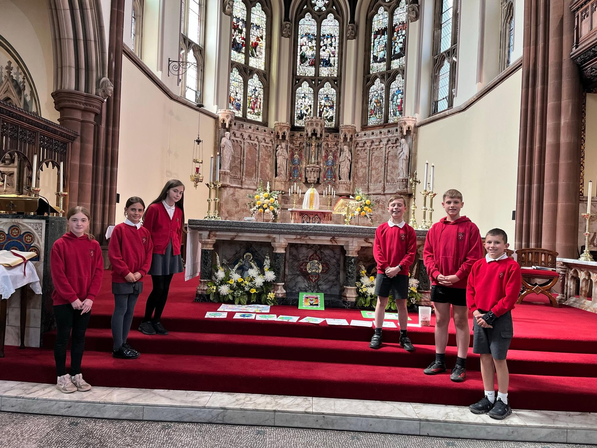 A group of Sacred Heart pupils, attend the Good Shepherd Mass