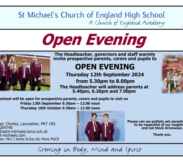 Image of St Michael's C.E. High School - Open Evening 2024