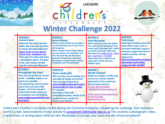 Image of Children’s University winter challenge