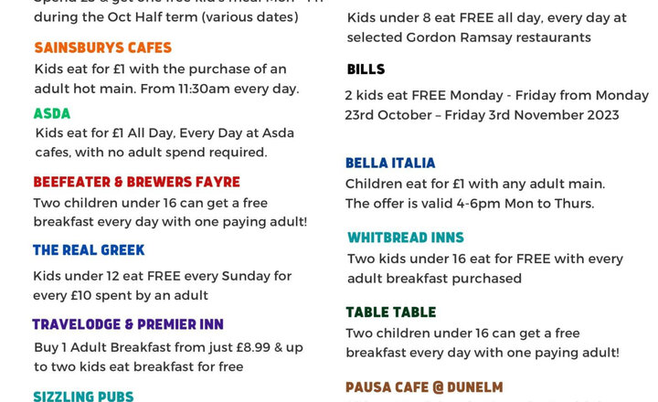 Image of Kids Eat Free During October Half Term