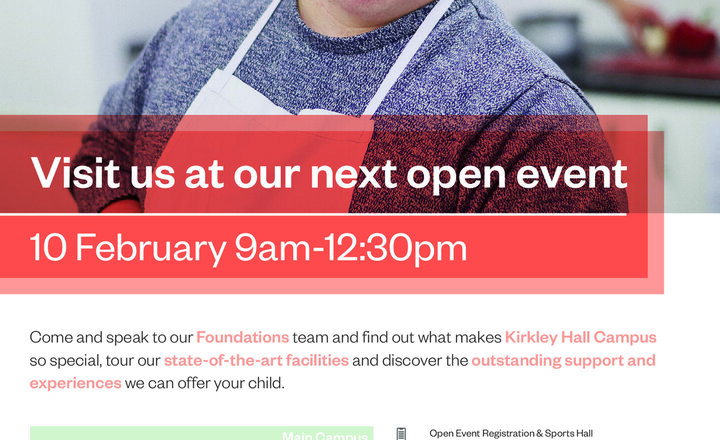 Image of Open Event at Kirkley Hall - 10th February 9am to 12.30pm