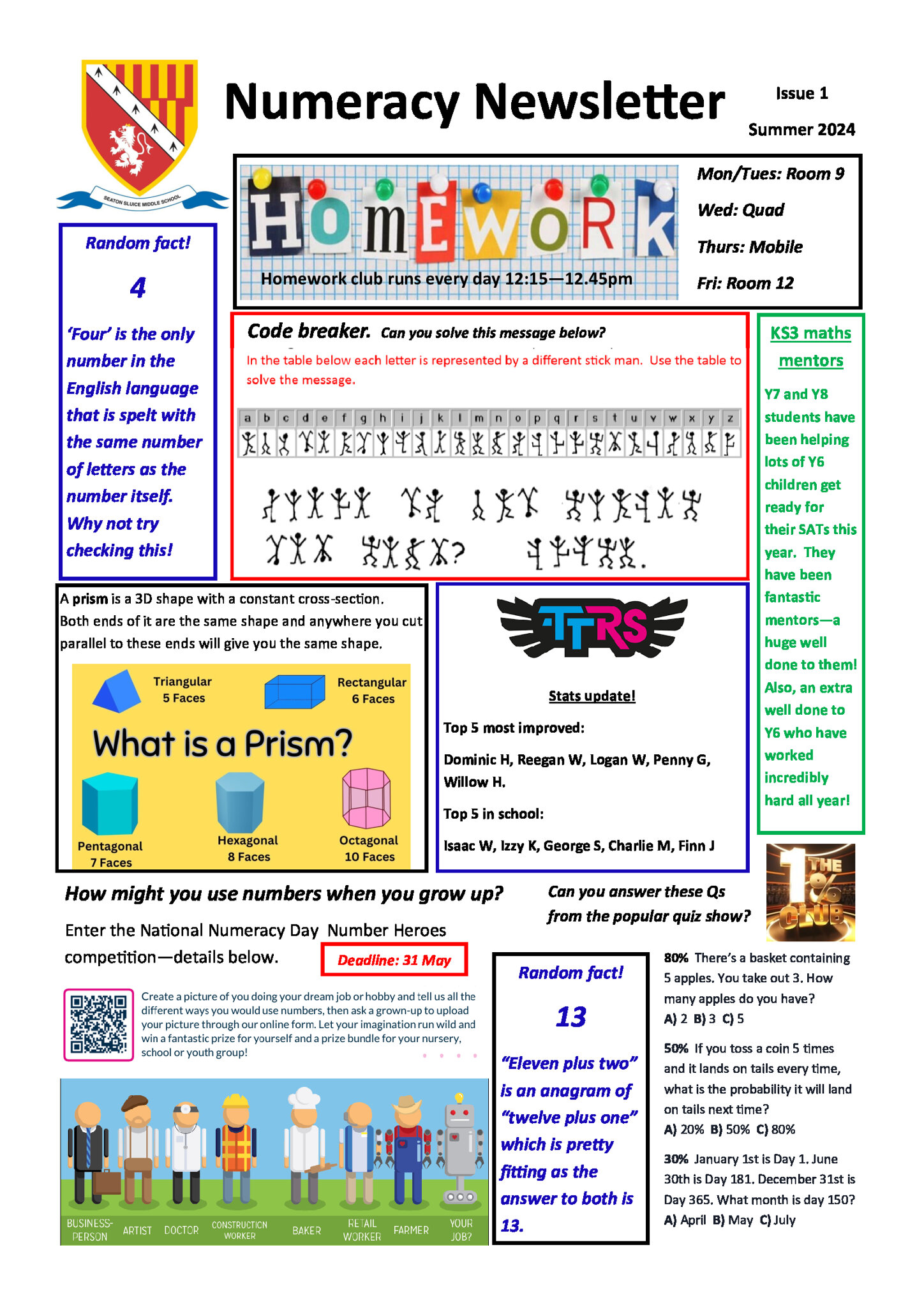 Image of Our Numeracy Newsletter