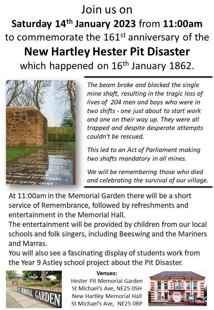 Image of Commemoration of the 161st anniversary of the New Hartley Hester Pit Disaster